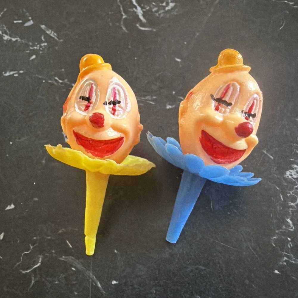 Vintage Lot of Cake/Cupcake Toppers Candle Holders Clowns Balloon Circus Animals